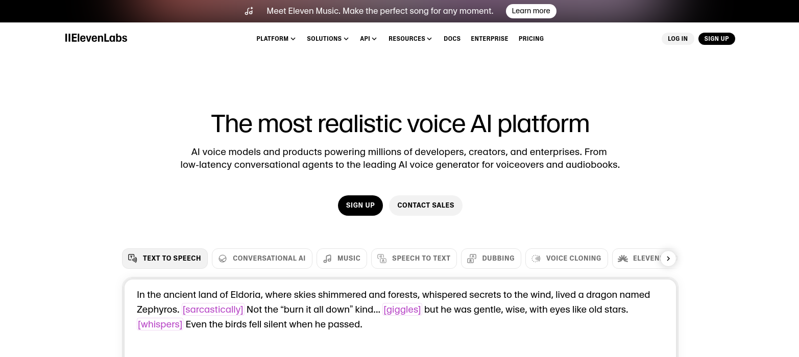 Скриншот сервиса Elevenlabs.io